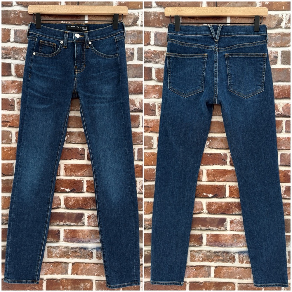 Veronica Beard Brooke Skinny Mid Rise Jeans in “Bright Blue”, Size 25